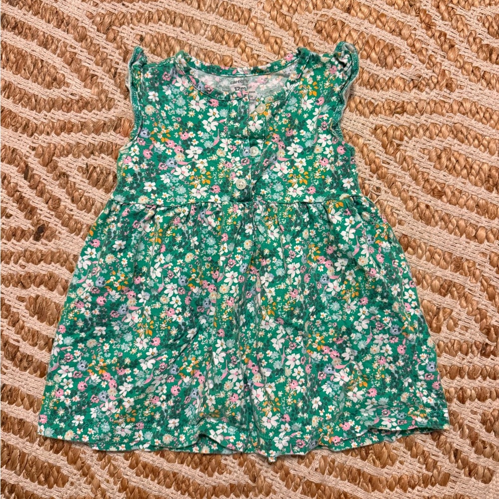 Carter's Green Floral Kids Casual Dress